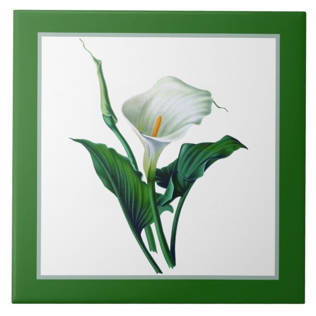 elegant vintage floral Calla Lily Tile (Front)