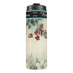 Elegant Vintage Floral Christmas Bridesmaid  Thermal Tumbler