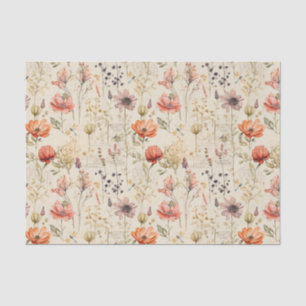 Elegant Vintage Floral Collage Tissue Paper