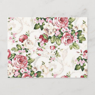 Elegant Vintage Floral Cottage Cream Rose Postcard
