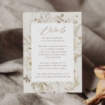 Elegant Vintage Floral Cream Wedding Details Enclosure Card<br><div class="desc">Elegant vintage floral wedding details card featuring a delicate floral frame of watercolor flowers and foliage in warm neutral tones of white, beige, ivory, gold, and brown. "Details" is displayed in a modern calligraphy script. Personalise the neutral floral wedding enclosure card with your wedding details (hotel accommodations, directions, wedding website,...</div>