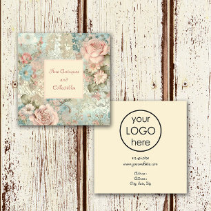 Elegant Vintage Floral Custom Antique Store Square Business Card