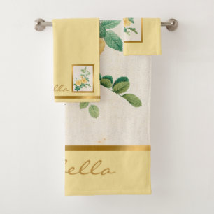 Elegant Vintage Floral Customise Colour And Text Bath Towel Set