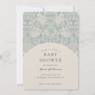 Elegant Vintage Floral Damask Baby Shower Invitati Invitation