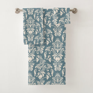 Elegant Vintage Floral Damask Design for Classic Bath Towel Set