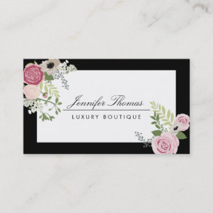 Elegant Vintage Floral Design Luxury Boutique Business Card