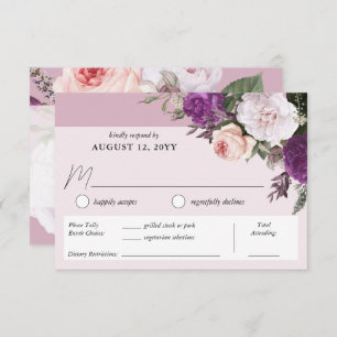 Elegant Vintage Floral Dinner Choice Wedding RSVP Card