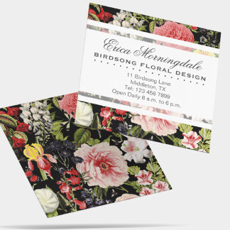 Elegant Vintage Floral Flower Shop or Gardener Square Business Card