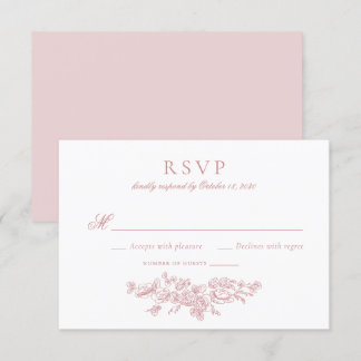 Elegant Vintage Floral French Blush Wedding RSVP Invitation