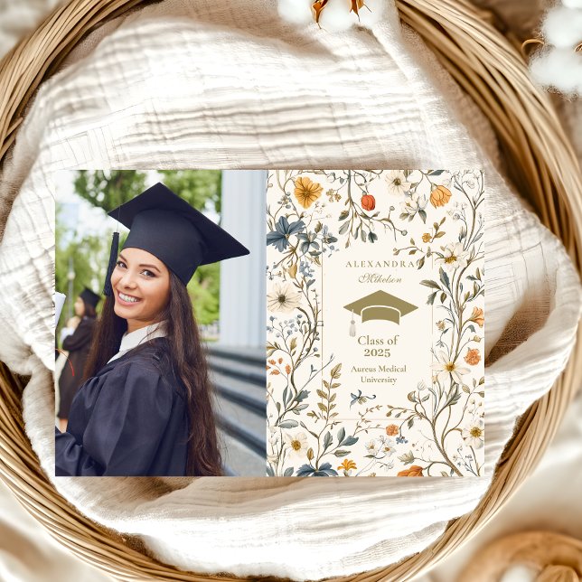 Elegant Vintage Floral Graduation Announcement (Creator Uploaded)