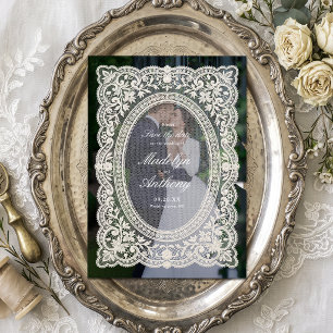 Elegant Vintage Floral Lace Frame Photo Wedding Save The Date