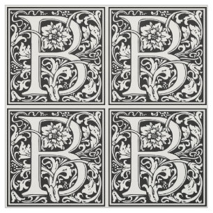 Elegant Vintage Floral Letter B Monogram Fabric