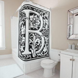 Elegant Vintage Floral Letter B Monogram Shower Curtain