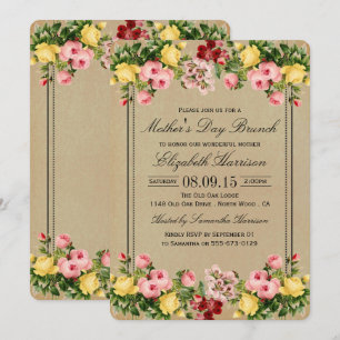 Elegant Vintage Floral Mother's Day Brunch Invitation