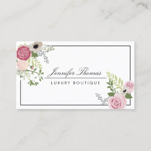 Elegant Vintage Floral Motif Luxury Boutique Business Card