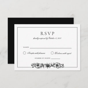 Elegant Vintage Floral Ornament Wedding RSVP Invitation