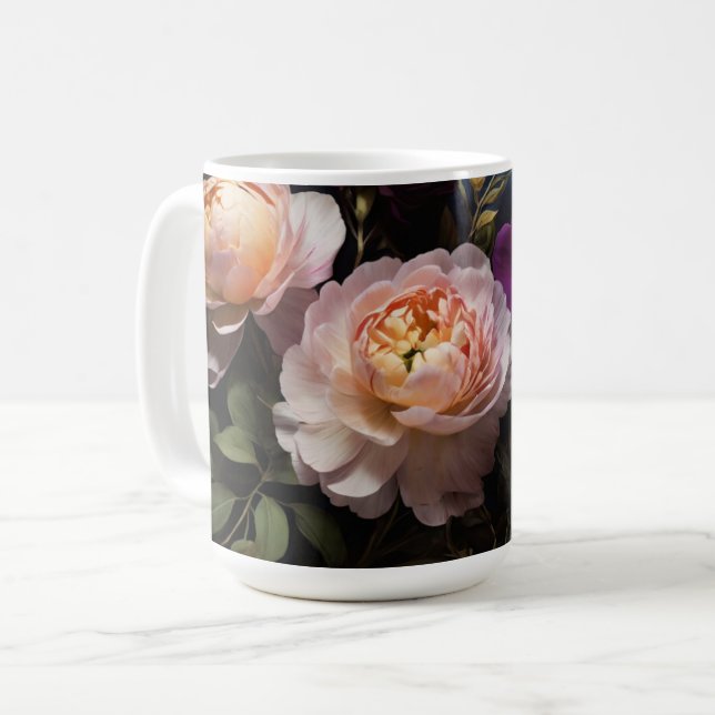 Elegant vintage floral painting coffee mug (Front Left)