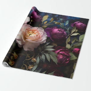 Elegant vintage floral painting wrapping paper