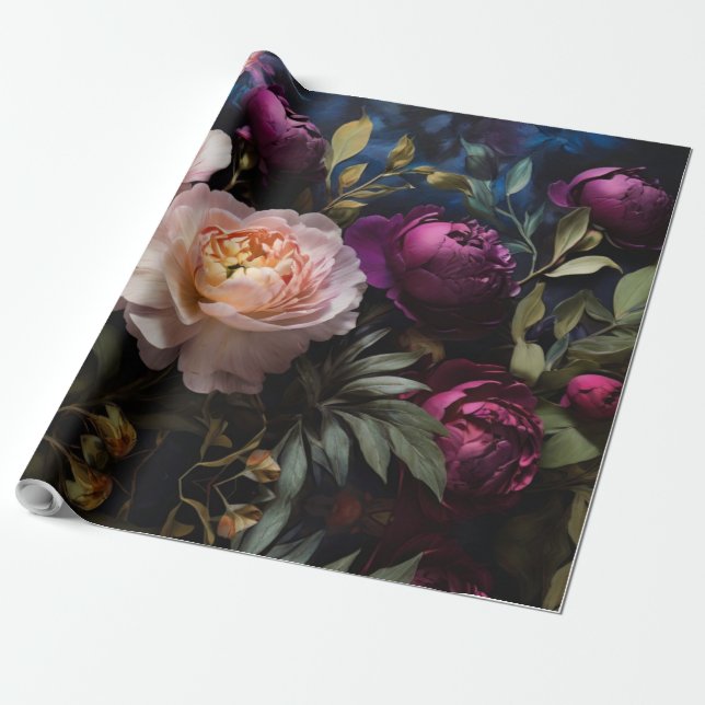 Elegant vintage floral painting wrapping paper (Unrolled)