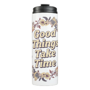 Elegant Vintage Floral Patience Quote Thermal Tumbler