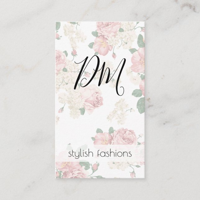 Elegant Vintage Floral Pattern Business Card (Front)