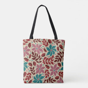 Elegant Vintage Floral Pattern Christmas Whimsy Tote Bag
