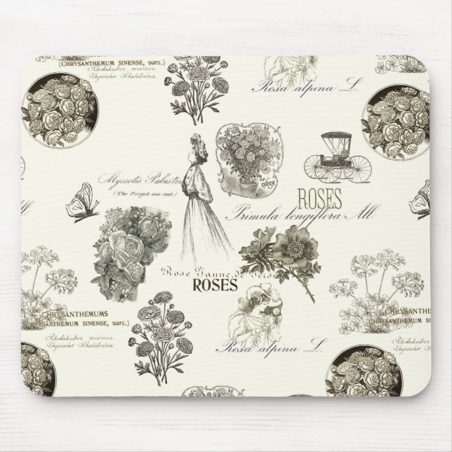 Elegant vintage floral pattern mousepad (Front)