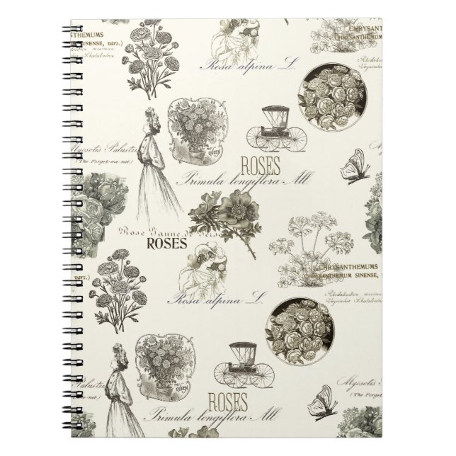 Elegant vintage floral pattern notebook (Front)