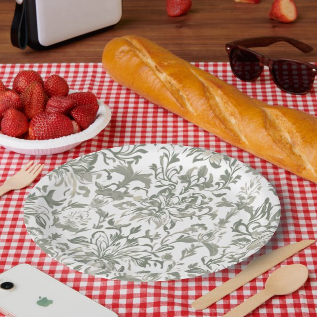 Elegant Vintage Floral Pattern Paper Plate (Picnic)