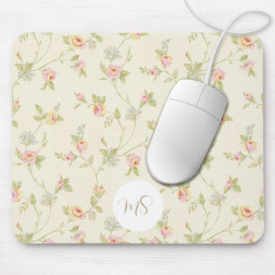 Elegant Vintage Floral Pattern Personalised Mouse Mat