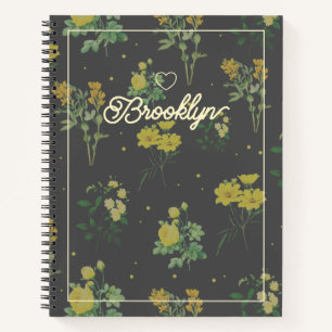 Elegant Vintage Floral Pattern Personalised Notebook