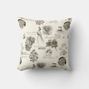 Elegant vintage floral pattern pillow