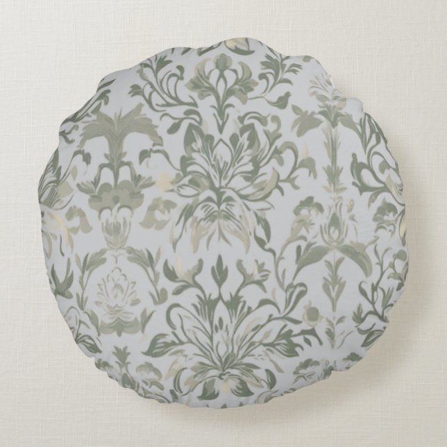 Elegant Vintage Floral Pattern Round Cushion (Back)