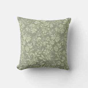 Elegant Vintage Floral Pattern Sage Green Cushion