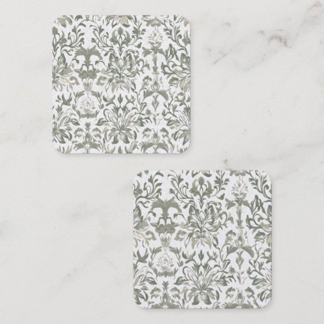 Elegant Vintage Floral Pattern Square Business Card (Front/Back)