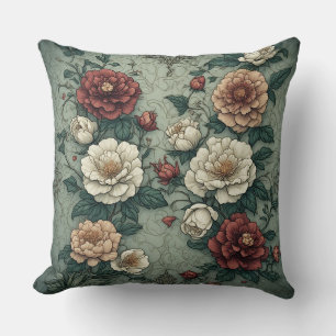 Elegant Vintage Floral Pattern With Peonies Cushion