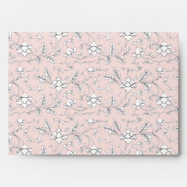 Elegant Vintage Floral Pink Chinoiserie Envelope (Front)
