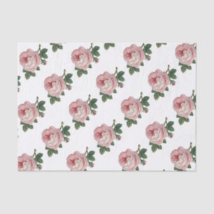 Elegant Vintage Floral Pink Rose Tissue Paper