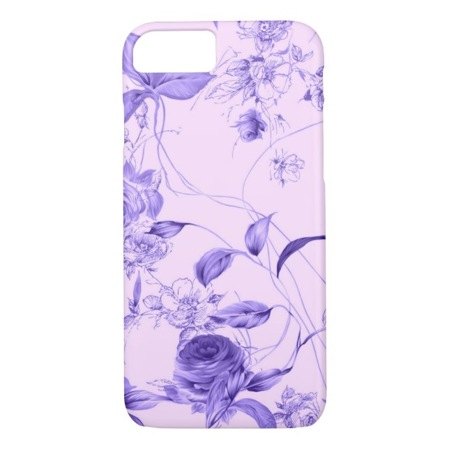 Elegant Vintage Floral Purple Lavender Rose Case (Back)