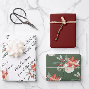 Elegant Vintage Floral Rose Christmas Wrapping Paper Sheet