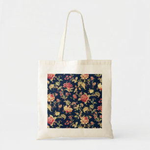 Elegant Vintage Floral Rose Pattern Tote Bag