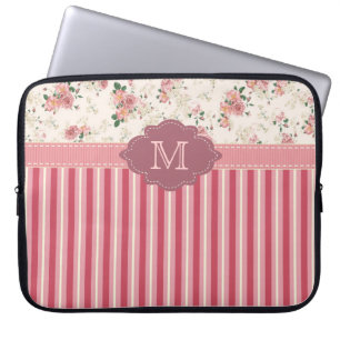Elegant Vintage Floral Rose Pink Monogram Case