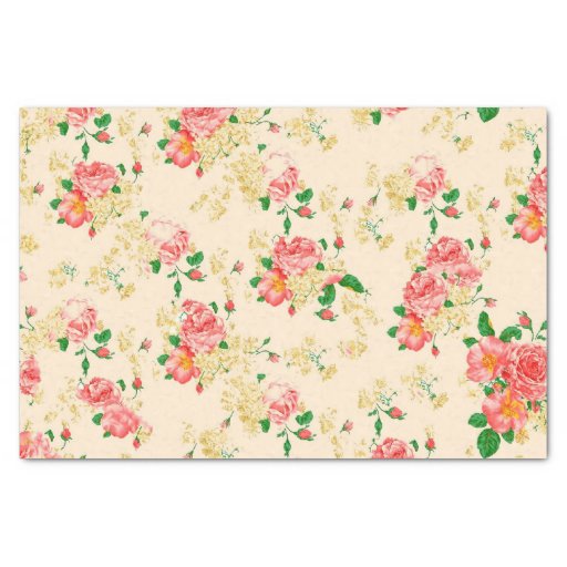 Image of Elegant Vintage Floral Rose Tissue Paper