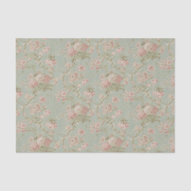 Elegant Vintage Floral Rose Tissue Paper (Front)