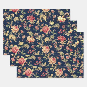 Elegant Vintage Floral Rose Wrapping Paper Sheet