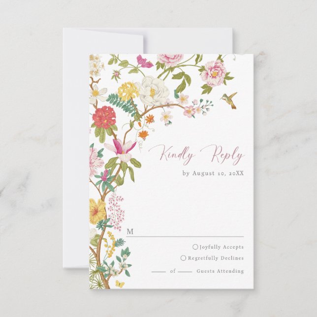 Elegant Vintage Floral RSVP Card (Front)