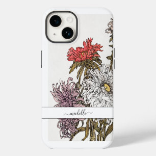 Elegant Vintage Floral Script Name iPhone 14 Case