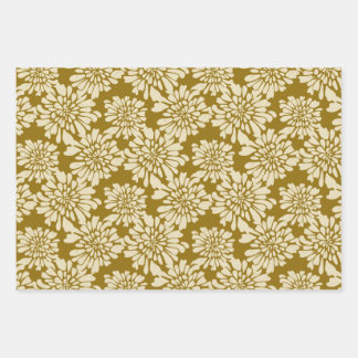 Elegant Vintage Floral Teal, Blue, Mustard Wrapping Paper Sheet