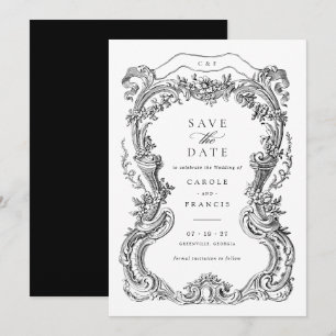 Elegant Vintage Floral Toile Frame Save the Date Invitation