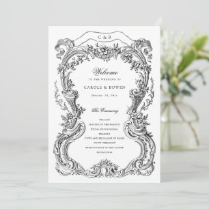 Elegant Vintage Floral Toile Frame Wedding Programme